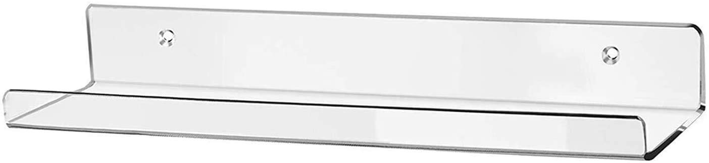 HBlife 15 Inches Invisible Wall Floating Bookshelf for Kids and Nursery, Clear Acrylic Shelves for Figures, 1 Pack (5MM Thick)