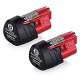 Powerextra 2 Pack 12V 2500mAh Lithium-ion Replacement Battery Compatible with Milwaukee M12 48-11-2411 48-11-2420 48-11-2401 48-11-2402 48-11-2401 12-Volt M12 Cordless Tools