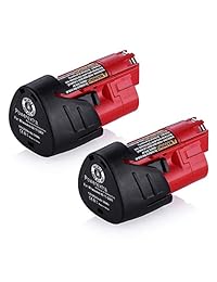 Powerextra Batería de repuesto de iones de litio, 12 voltios, 2500 mAh, para Milwaukee M12 Milwaukee 48-11-2411 REDLITHIUM, herramientas inalámbricas de 12 voltios Milwaukee, batería de iones de litio