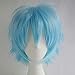 Anime Cosplay Synthetic Full Wig with Bangs 20 Styles Short Layered Fluffy Hair Oblique Fringe Full Head (Light Blue)