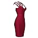 Meilun Womens Rayon Hight Neck Cut Out Bandage Bodycon Dress, Large, Red