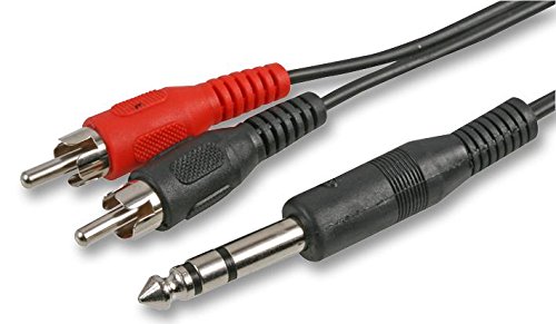 Pro Signal PSG00179 – 6.35 mm (¼) Stereo TRS Jack Plug to 2× RCA Phono Plugs Lead, 2 m, Black