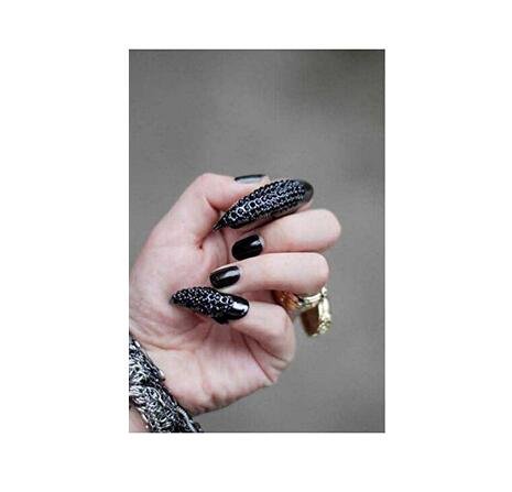 Set of 5 Punk Style Eagle Claw Ring Gothic Jewelry False Nail Retro Clear Crystal Talon Finger Ring Knuckle Bend Fingertip Claw for Cosplay Paty (black)