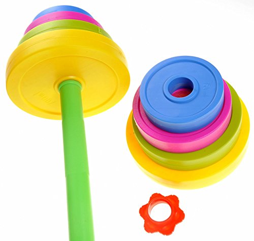COTTONTAIL Kids Large Adjustable Barbell Toy with Eight (8) Different Weight Plates Multicolor Unisex