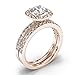 14KT Rose Gold 1.38 CT Halo Diamond Engagement Ring Bridal Set Cushion Wedding Band Amcor Design