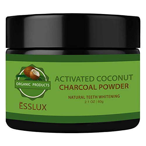 Activated Charcoal Powder, ESSLUX Natural Coconut Charcoal Teeth Whitening Powder, Organic Teeth Whitener, for Teeth Stain Removal, FDA Approved - Mint Flavor