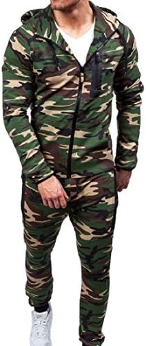 Andopa mens with Hood Multicam Simple Slim-Tapered Zip-Up Sweatsuit