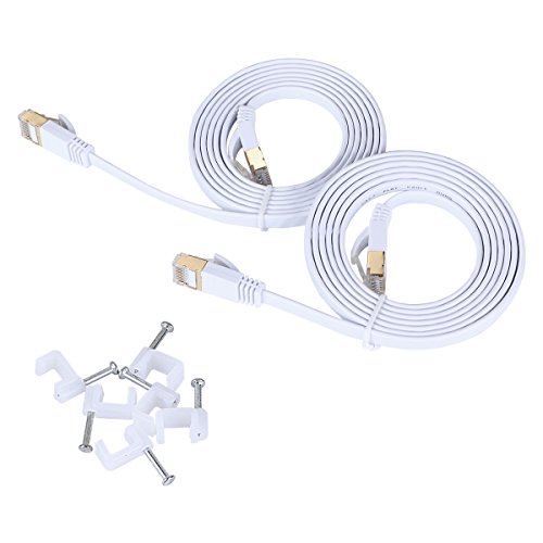 Cat7 ethernet cable flat, jadaol shielded (stp) with sn…