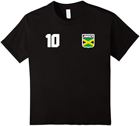 Kids JAMAICA T-shirt Jamaican Tee Soccer Football Jersey Style 8 Black