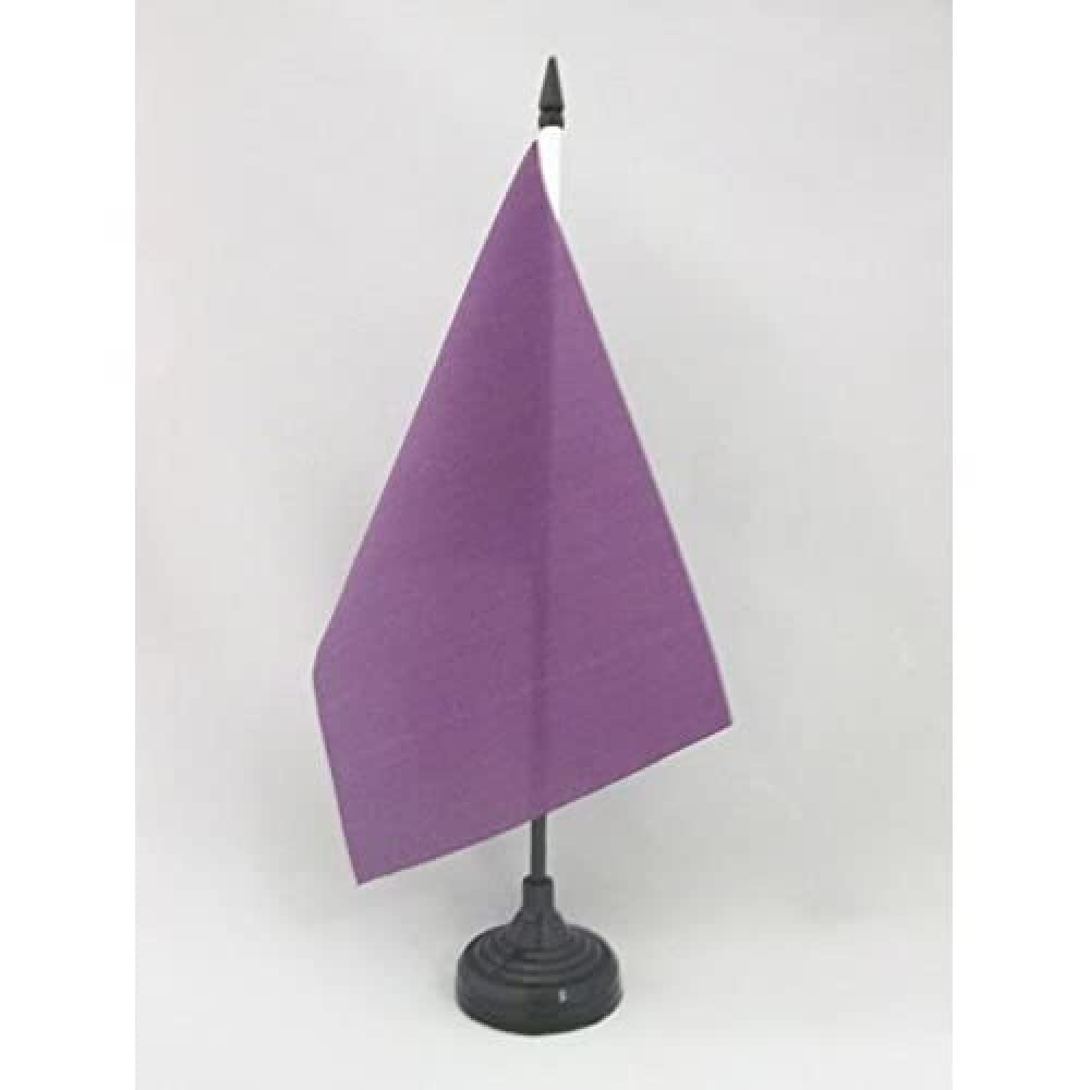 AZ FLAG Plain Purple Table Flag 5'' x 8'' - Purple Solid color Office Decoration 100% Polyester 21 x 14 cm - Mini Desk Flag with Pole and Black Plastic Base