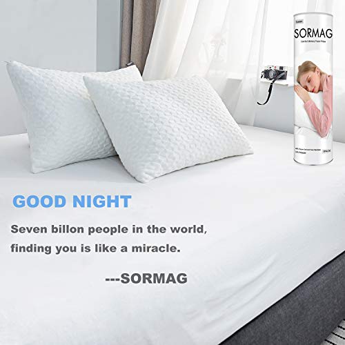 SORMAG Bed Pillows for Sleeping, Adjustable Shredded Memory Foam Pillow, Cooling Bamboo Pillow Neck Support for Back, Stomach, Side Sleepers-Queen Size - Thumbnail 5