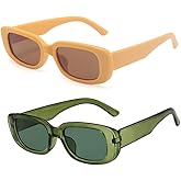 ENTHYI Rectangle Sunglasses for Women Retro 90s Sunglasses Small Narrow Square Frame UV400 Protection