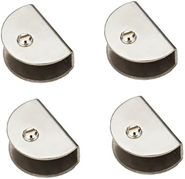 FYRONDY Adjustable Frameless Stainless Steel Semi-circle Glass Shelf Clamp Clip 4 packing (Large)