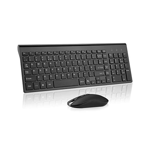 Wireless-Keyboard-and-Mouse-Cimetech-24G-Compact-Keyboard-Mouse-Comb-Set-Slim-Sleek-Design-with-Number-Pad-Desktop-Cordless-for-PCDesktopComputer-Laptop-Windows-XPVista7810-UK-Layout Wireless Keyboard and Mouse, cimetech 2.4G Compact QWERTY UK Layout USB Keyboard and Silent Mouse Set Cordless Slim Mini…