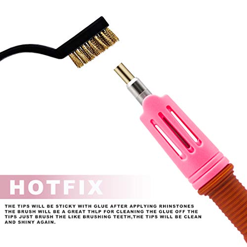 Rhinestone Hotfix Applicator Full Set - DIY Rhinestone Setter Kit Include 7 Different Sizes Tips, Tweezers & Brush Cleaning kit, 2 Pencils, and Hot-Fix Crystal Rhinestones (10 Colors Rhinestone)