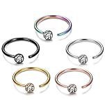 ORAZIO 5-12Pcs 20G Stainless Steel Nose Ring Hoop CZ Body Ear Piercing 5 Mixed Colors