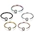 ORAZIO 5-12Pcs 20G Stainless Steel Nose Ring Hoop CZ Body Ear Piercing 5 Mixed Colors