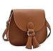 Amamcy PU Leather Shoulder Bag Coin Purse with Tassel Mini Crossbody Satchel Handbags for Kids Girls and Woman