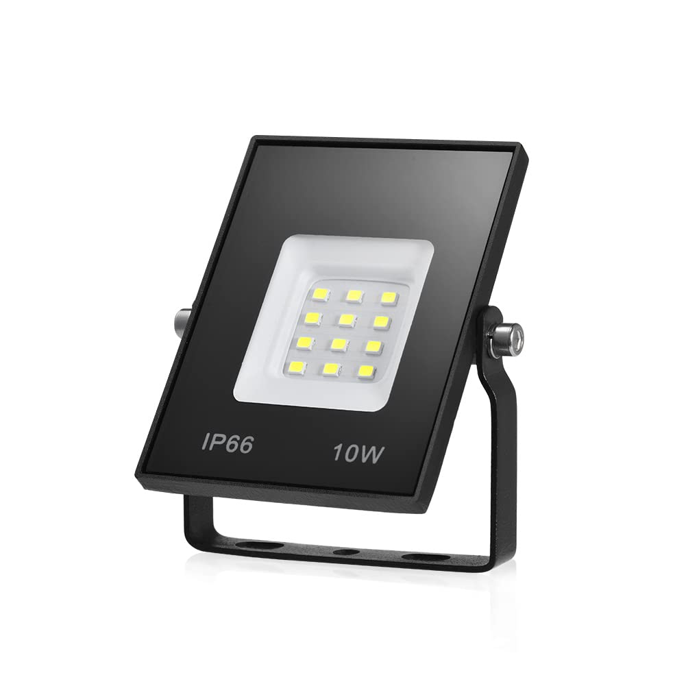 ELEING 10W Mini LED Floodlight, Outdoor Security Light, 800LM Outside Flood Light 6000K Cold White Wall Light Waterproof IP66 Work Light for Warehouse Yard Garage Garden Workshop Parking Lot