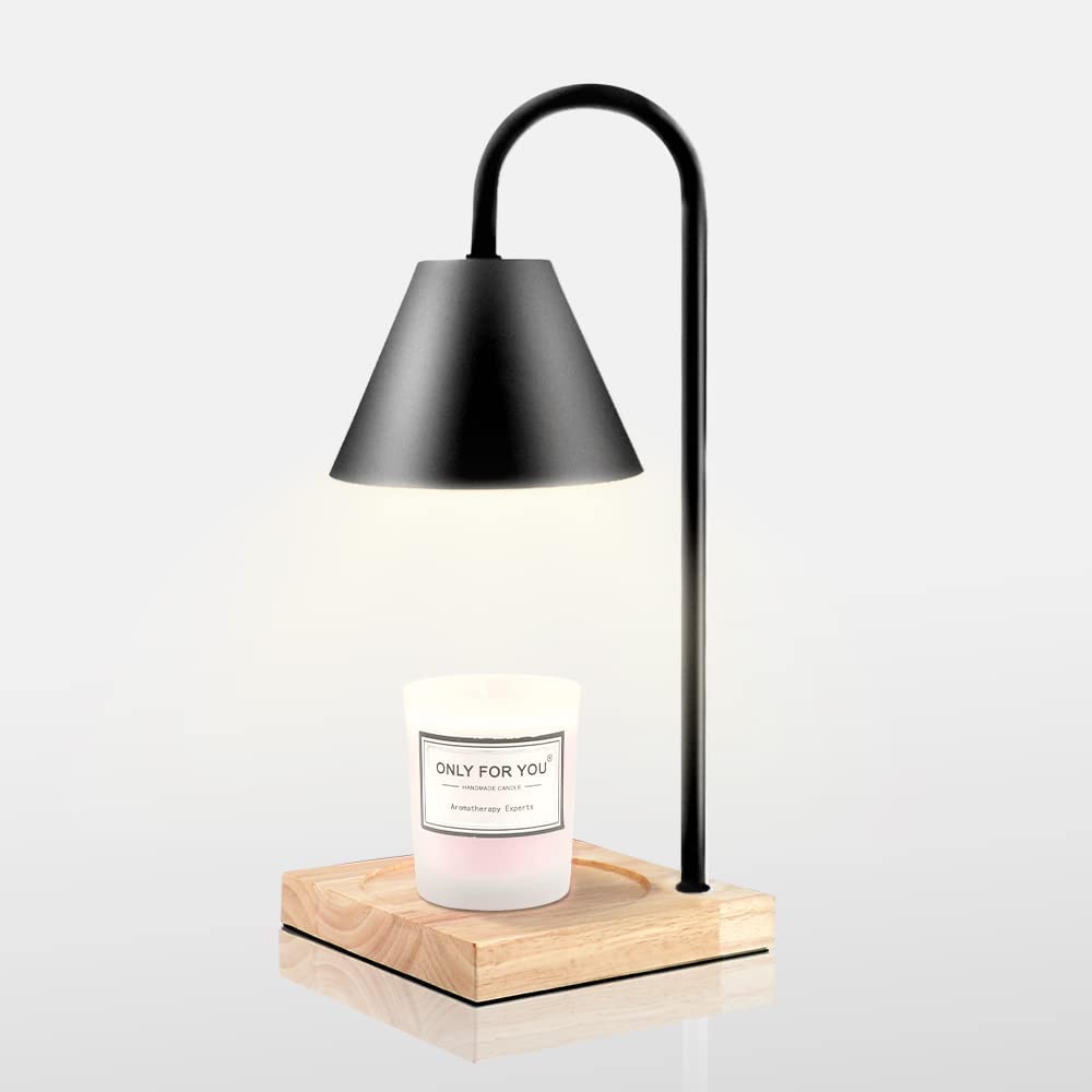 BWGHBH Dimmable Candle Warmer Lamp, Electric Wax Warmer for Wax Melting with Wood Base (Black)
