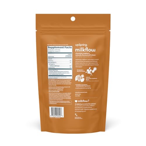UPSPRING LACTATION SUPPLEMENT FOR BREASTFEEDING, LACTATION SNACKS WITH FENUGREEK AND BLESSED THISTLE, BREASTFEEDING ESSENTIALS SUPPORT, BREAST MILK SUPPLY – CHOCO RASPBERRY (28 COUNT)
