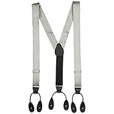 Hold'Em 100% Silk Suspenders For Men Y - Back Fancy Solid Button End Dress Suspender Made in USA – Many Colors and Designs Perfect for Tuxedo