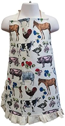 Fluffy Layers Kids Baking / Kitchen Apron Multiple Sizes and Prints (Large, Farm Animals)