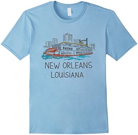 Men's New Orleans Steamboat Louisiana T shirt Tshirt tee Large Baby Blue