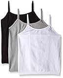 Pink House Little Girls' 3 Piece Seamless Jersey Tank Top, White/Black/Grey, 4-6X