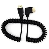 Seadream HDMI to HDMI Cable,Coiled Right Angled HDMI Male to HDMI Male Converter Adapter Cable, Support 3D 4K, 1080P Resoluti