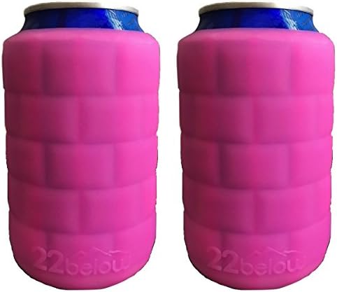22 below Sub-Zero Foldable Can Cooler Lightweight Silicone Drink Sleeve that Molds to your Drink Made in the USA - 2 Sub-Zeros - Pink