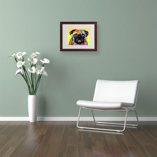 Trademark Fine Art Pug Matted Artwork by Dean Russo with Wood Frame, 16 by 20-Inch