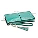 Befen Women Leather Zipper Wallet Wristlets for Smartphones Up To 6 Inches - Mint
