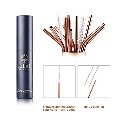 JuLeH Collection 20er Strohhalme Edelstahl in Rosé Gold keine Strohhalme Plastik Strohhalme wiederverwendbar… – Bild 4