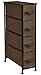 Sorbus Narrow Dresser Tower with 4 Drawers - Vertical Storage for Bedroom, Bathroom, Laundry, Closets, and More, Steel Frame, Wood Top, Easy Pull Fabric Bins (Brown)