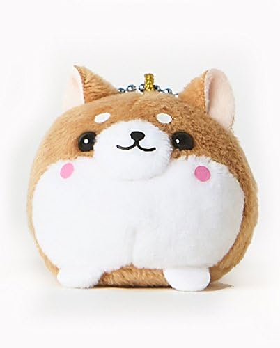 Cute Kawaii 1.5" Shiba Inu Dog Brown & White Color Mini Plush with Ball Chain