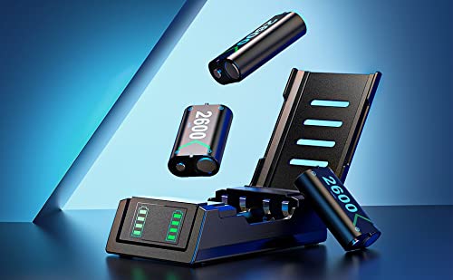 VOYEE Charger for Xbox Controller Battery Pack, 3x2600mAh High Capacity Rechargeable Pack with Fast Station, Led Indicator, Protective Shell One/S/X/Elite/Series X|S