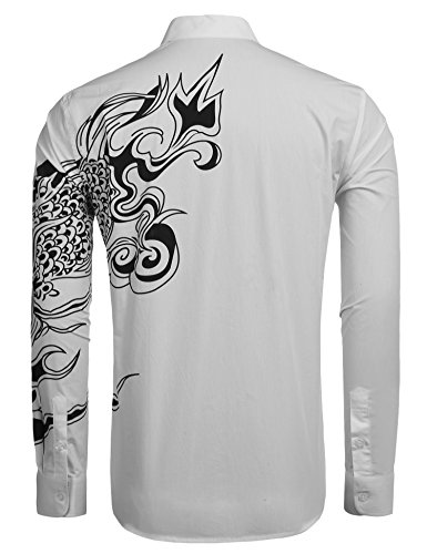 COOFANDY Men\'s Stylish Print Button Down Shirt Long Sleeve Casual Dress Shirt