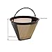 Podoy Gold Coffee Filter with Charcoal Water Filters Cone Style #4 Tone Permanent 6-12 Cup Washable Reusable for Cuisinart Machines and Brewers