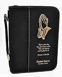 Custom Bible Cover | Praying Hands Psalms Scripture | Personalized Bible Cover | Confirmation Gift | First Communion Gift (Black)