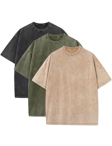 VIOPY 3 Camisetas Vintage de Verano para Hombre Playera Básica Oversize de Manga Corta Cómoda Unisex