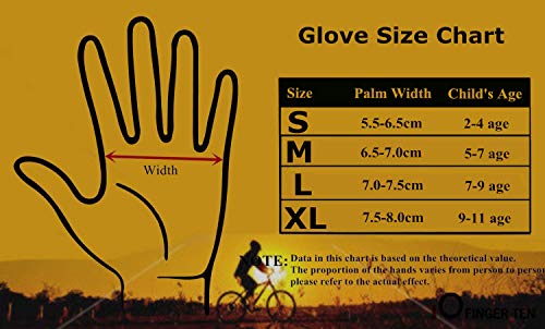 image for FINGER TEN Cycling Gloves Kids Boys Girls Youth Full Finger Pair Bike 