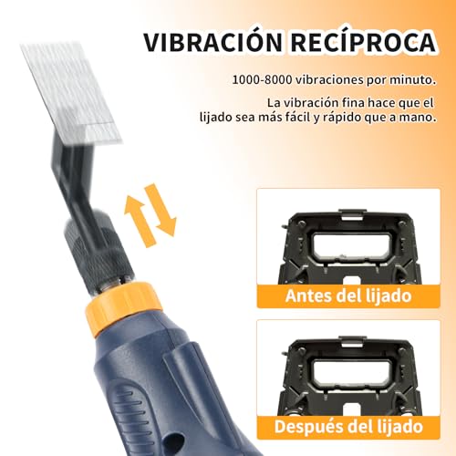 Bucasso Reciprocating Sander, Variable Speed and USB Charging with LED Light, Pencil Sander with 6 Sanding Heads, Ideal for Sanding, Polishing, Finishing and DIY Crafts (Blue)