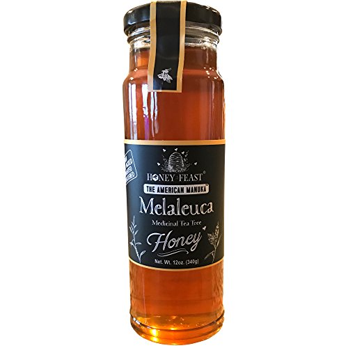 The American Manuka - Florida Melaleuca Honey from the everglades - Trees originally from Australia. 12oz Glass Jar. Raw, Unheated, Unfiltered USA Honey Feast brand honey.