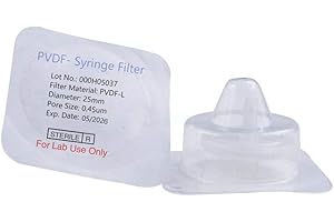 Sterile Syringe Filter PVDF Hydrophilic Filtration 0.45 um Pore Size, 25 mm Membrane Diameter Sterile PVDF Membrane Individua