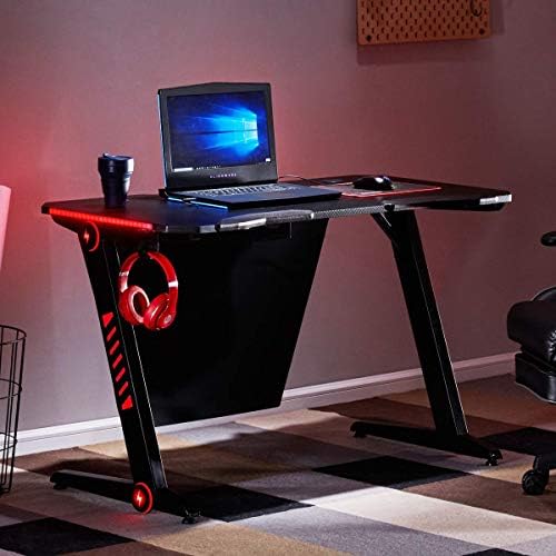 Depointer Gaming Desk LED Lights ZShaped Ergonomic Computer Desk