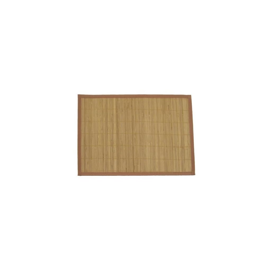 BambooMN Bamboo Slat Placemat with Brown Fabric Border Solid Color
