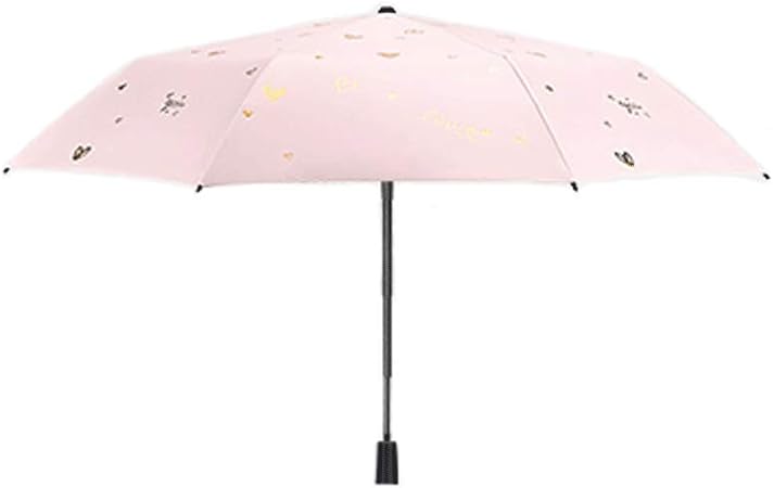 Qwertyuiop Women S Outdoor Sun Protection Rainproof Compact Windproof Tri Fold Rain And Rain Dual Use Umbrella Pink Amazon Co Uk Kitchen Home