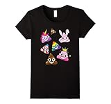 Women's Poop Emoji Silly Fun Whacky Shirt ~ FULL HD QUALITY ORIGINAL Large Black