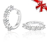 J.Rosée Women Christmas Gifts Classic 925 Sterling Silver High Polished Cubic Zirconia Small Hinged Hoop Earrings Jewelry Gifts Packing